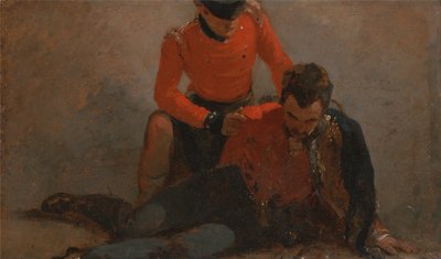 A Highlander, Black Watch Attending a General of Hussars, Possibly Lord Uxbridge (a study for The Battle) by George Jones